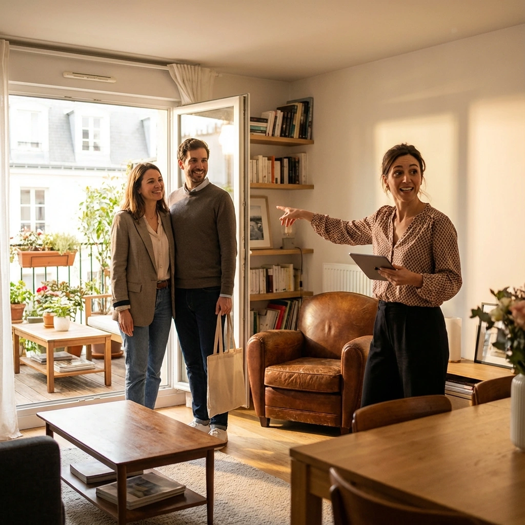 Majiteľka bytu robí obhliadku s mladým párom